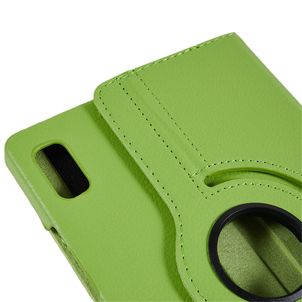 For Lenovo Tab M9 TB-310FU Protective Case 360-Degree Rotating PU Leather Cover with Elastic Band - Green
