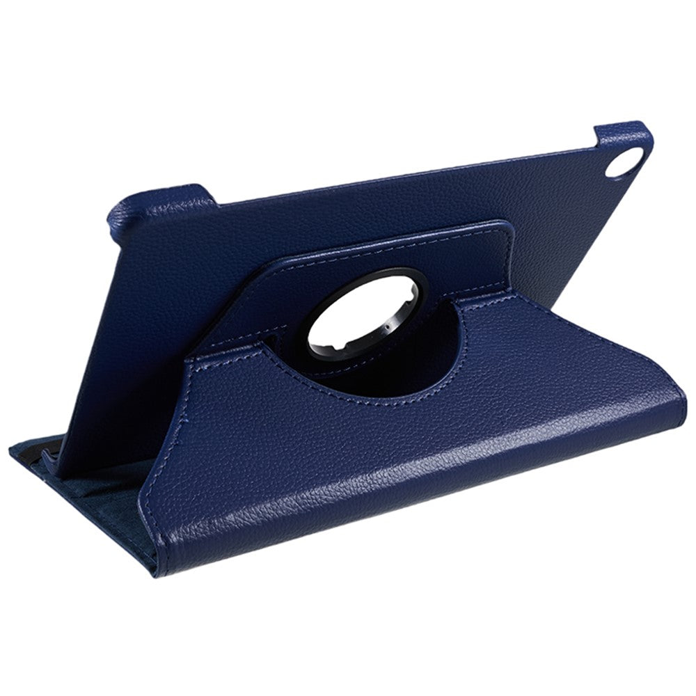 For Lenovo Tab M10 (Gen 3) TB-328FU PU Leather Case 360-Degree Rotating Cover with Elastic Band - Dark Blue