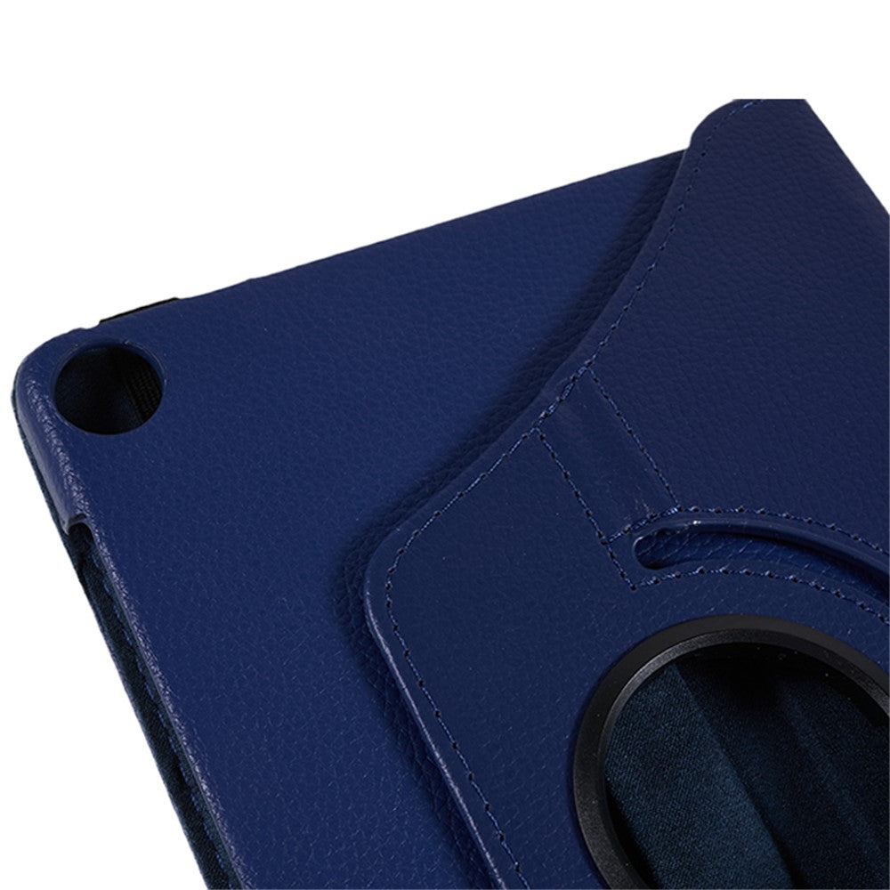 For Lenovo Tab M10 (Gen 3) TB-328FU PU Leather Case 360-Degree Rotating Cover with Elastic Band - Dark Blue