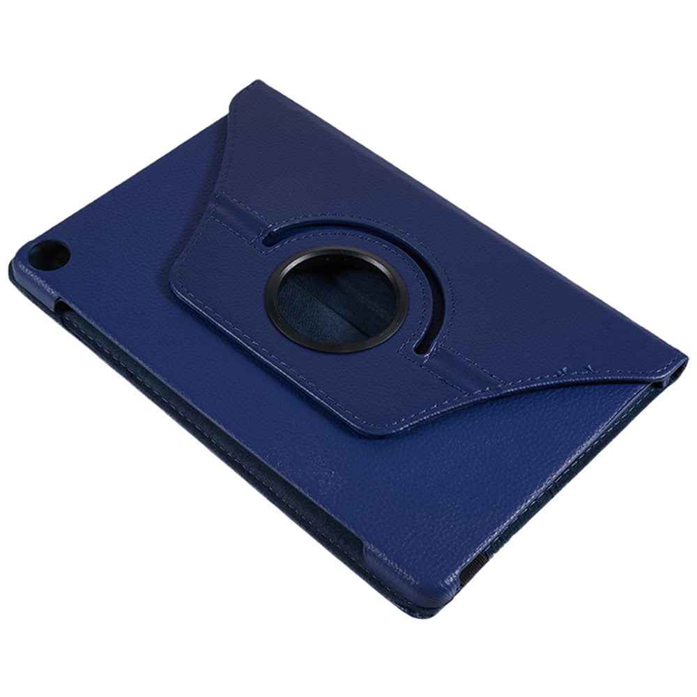 For Lenovo Tab M10 (Gen 3) TB-328FU PU Leather Case 360-Degree Rotating Cover with Elastic Band - Dark Blue