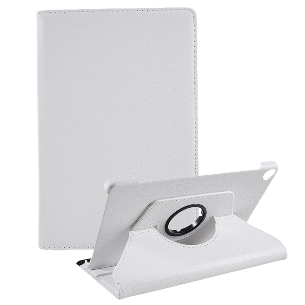 For Lenovo Tab M10 (Gen 3) TB-328FU PU Leather Case 360-Degree Rotating Cover with Elastic Band - White