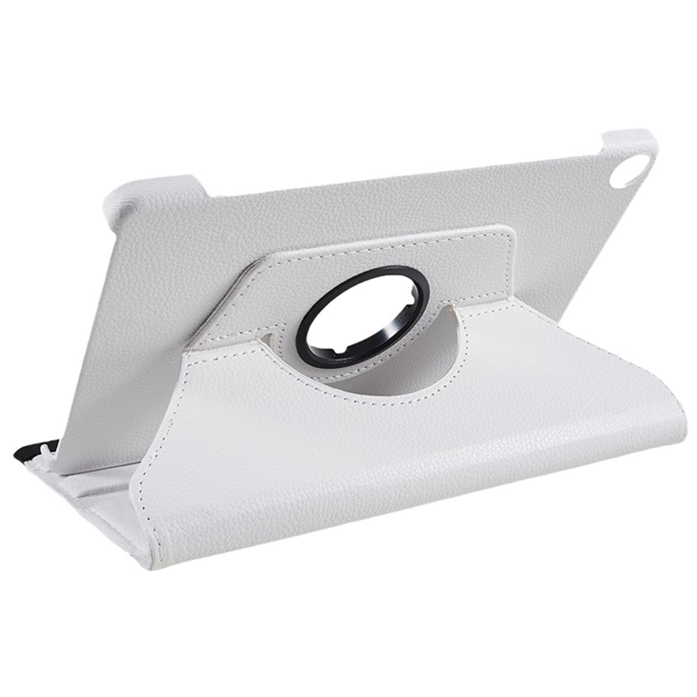 For Lenovo Tab M10 (Gen 3) TB-328FU PU Leather Case 360-Degree Rotating Cover with Elastic Band - White