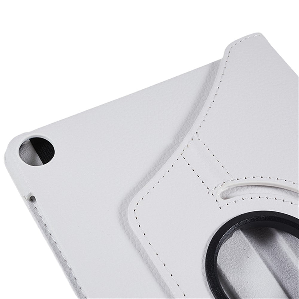For Lenovo Tab M10 (Gen 3) TB-328FU PU Leather Case 360-Degree Rotating Cover with Elastic Band - White