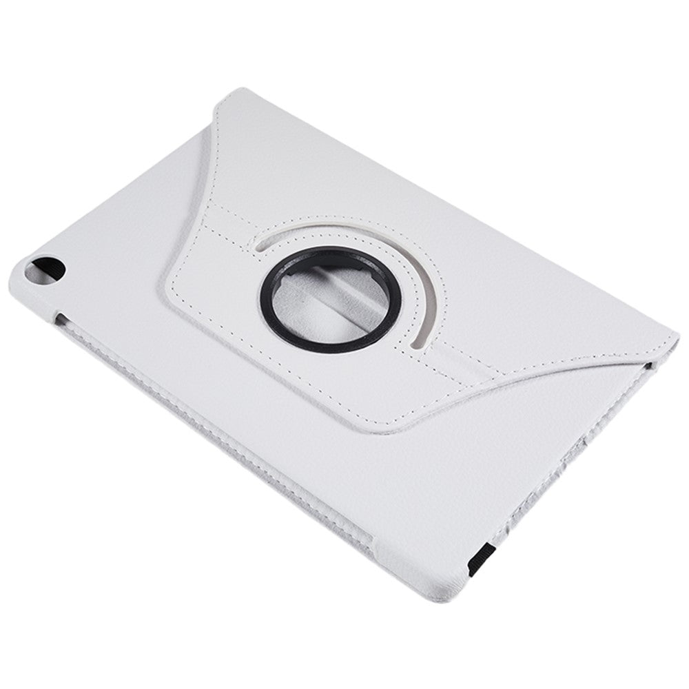 For Lenovo Tab M10 (Gen 3) TB-328FU PU Leather Case 360-Degree Rotating Cover with Elastic Band - White