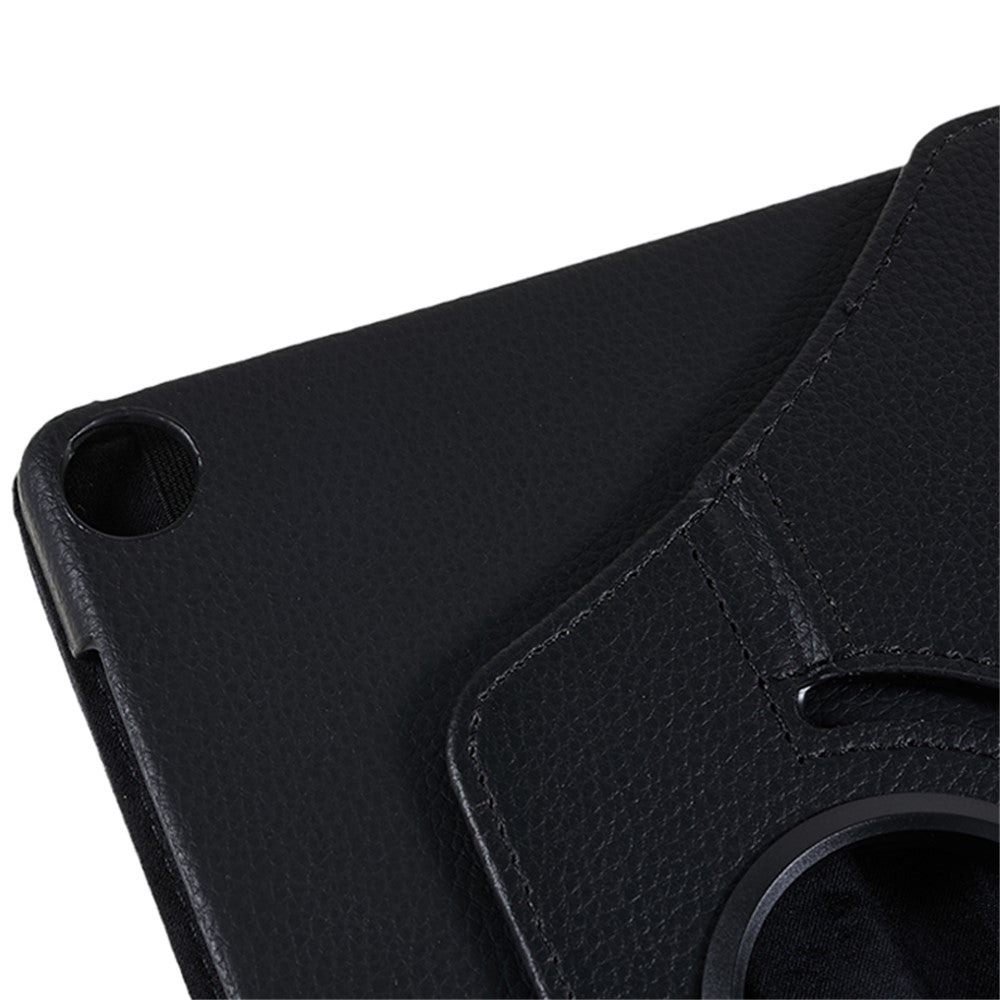 For Lenovo Tab M10 (Gen 3) TB-328FU PU Leather Case 360-Degree Rotating Cover with Elastic Band - Black