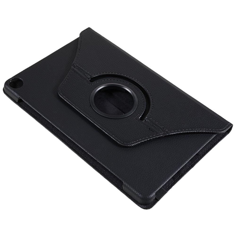 For Lenovo Tab M10 (Gen 3) TB-328FU PU Leather Case 360-Degree Rotating Cover with Elastic Band - Black