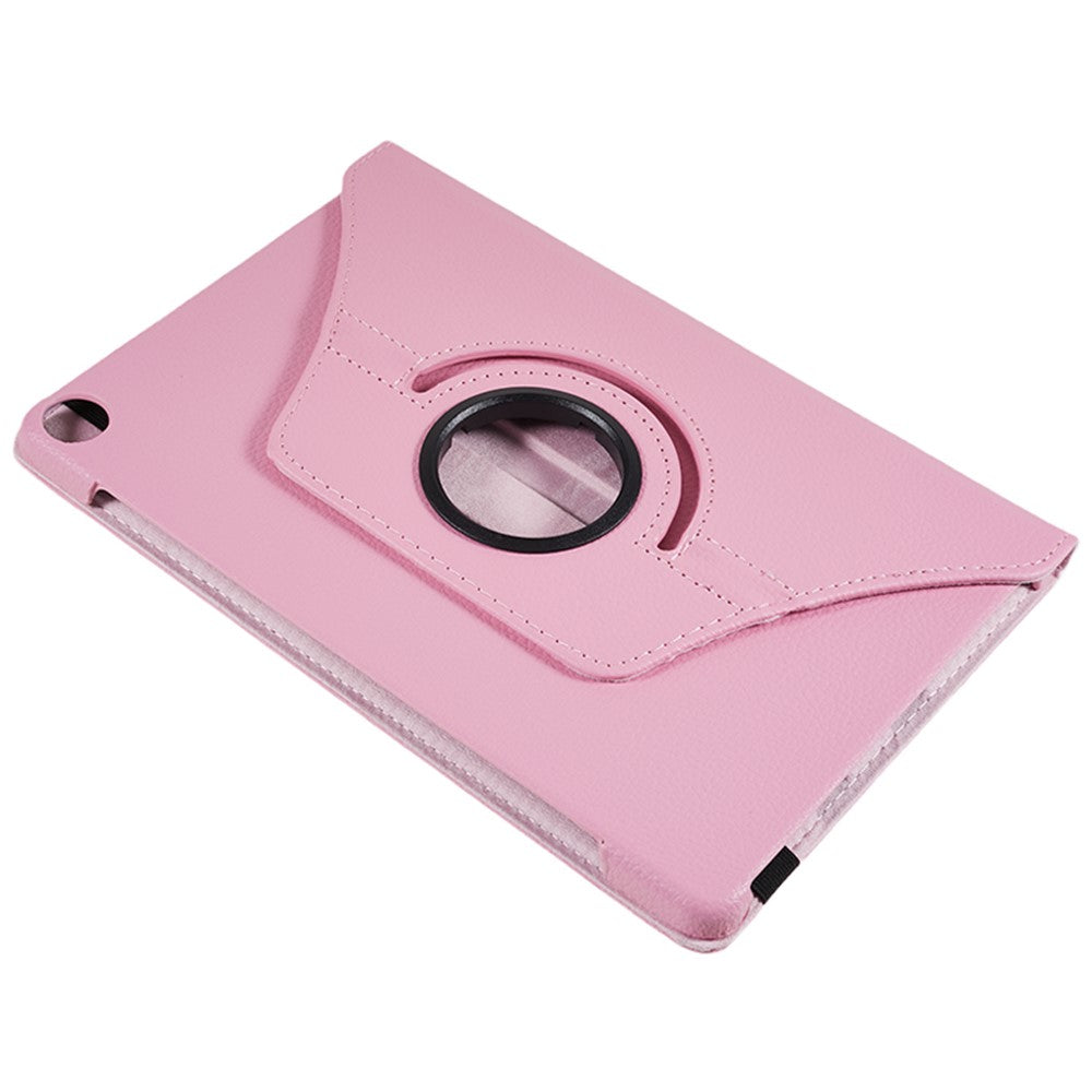 For Lenovo Tab M10 (Gen 3) TB-328FU PU Leather Case 360-Degree Rotating Cover with Elastic Band - Pink