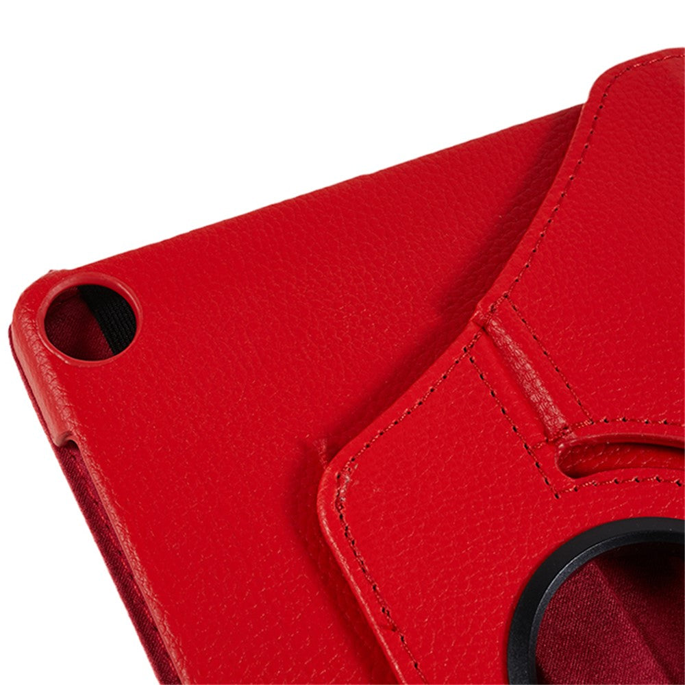 For Lenovo Tab M10 (Gen 3) TB-328FU PU Leather Case 360-Degree Rotating Cover with Elastic Band - Red