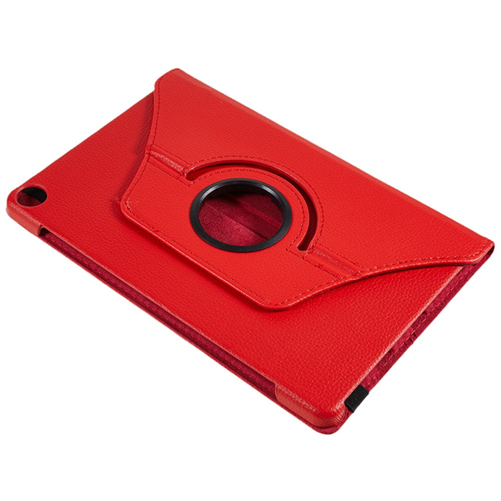 For Lenovo Tab M10 (Gen 3) TB-328FU PU Leather Case 360-Degree Rotating Cover with Elastic Band - Red