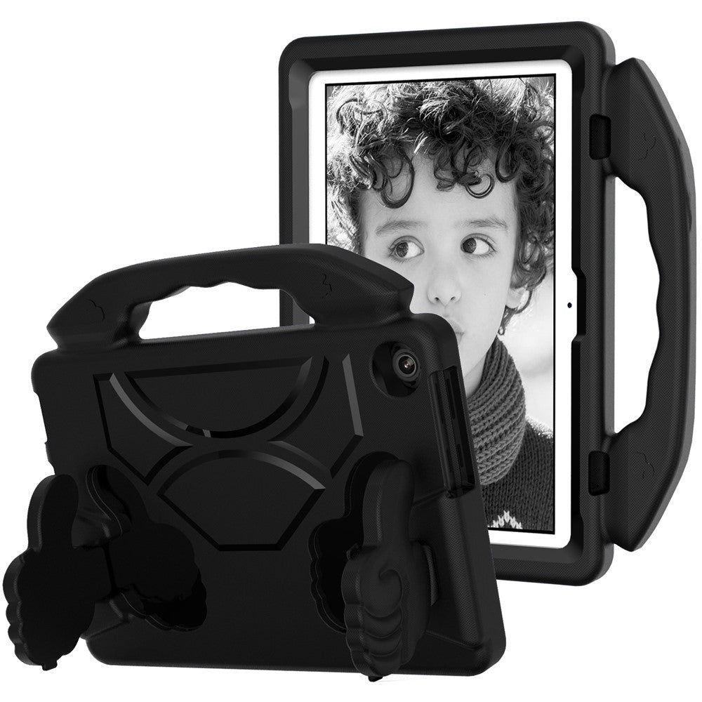 For Lenovo Tab M10 (Gen 3) EVA Tablet Case Foldable Thumb Kickstand Handle Grip Tablet Cover - Black