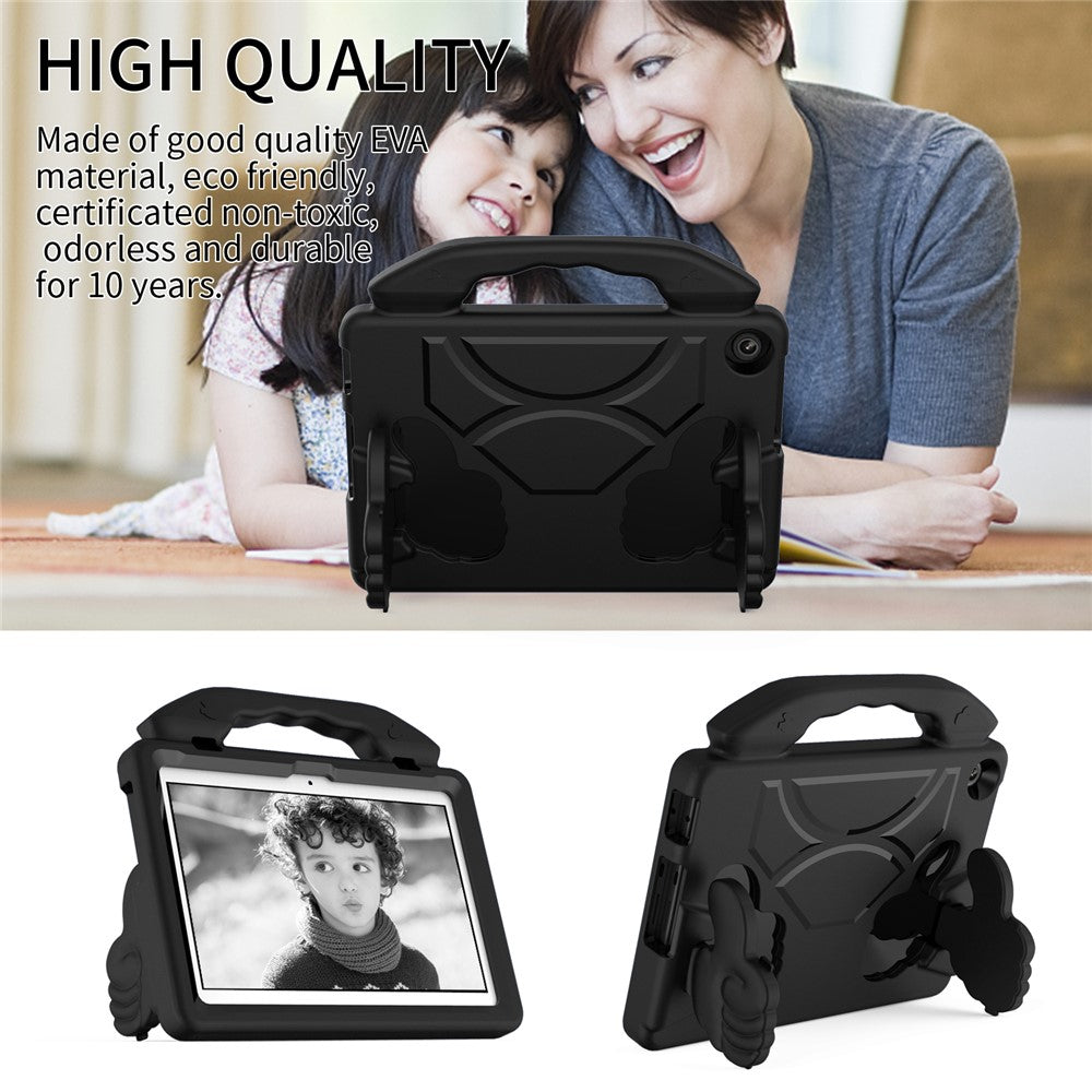 For Lenovo Tab M10 (Gen 3) EVA Tablet Case Foldable Thumb Kickstand Handle Grip Tablet Cover - Black