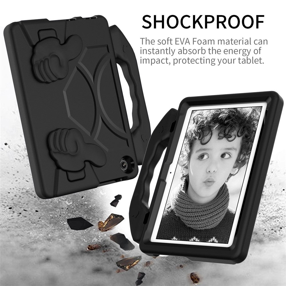 For Lenovo Tab M10 (Gen 3) EVA Tablet Case Foldable Thumb Kickstand Handle Grip Tablet Cover - Black