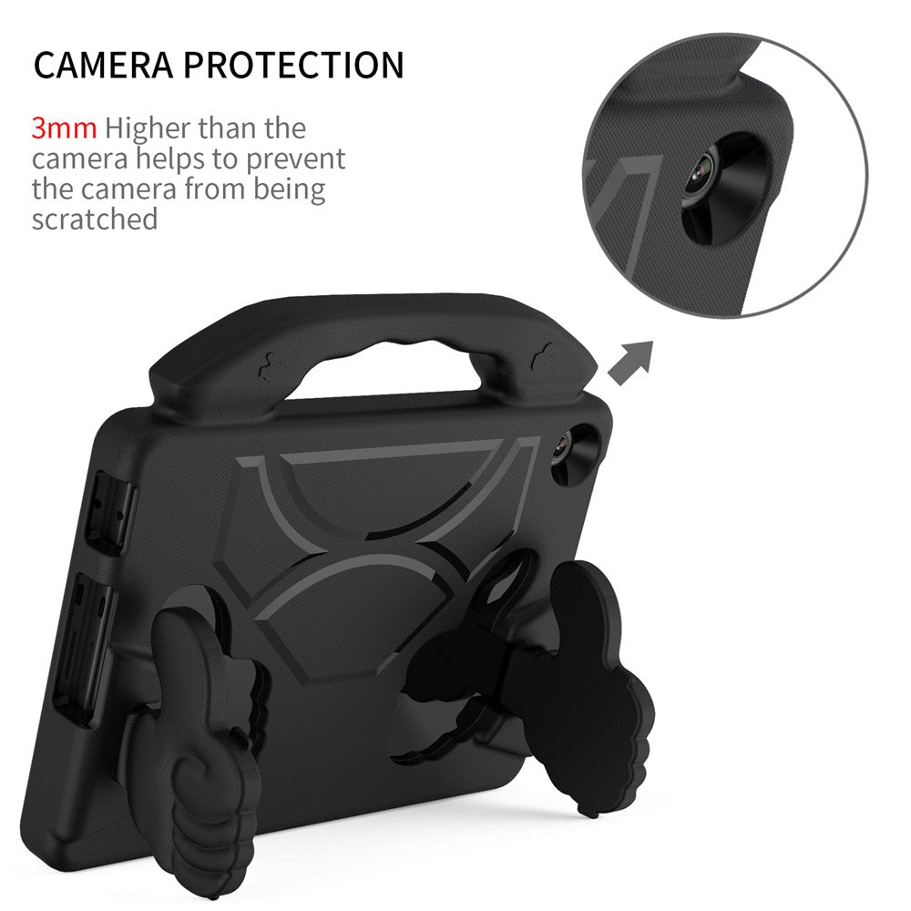 For Lenovo Tab M10 (Gen 3) EVA Tablet Case Foldable Thumb Kickstand Handle Grip Tablet Cover - Black