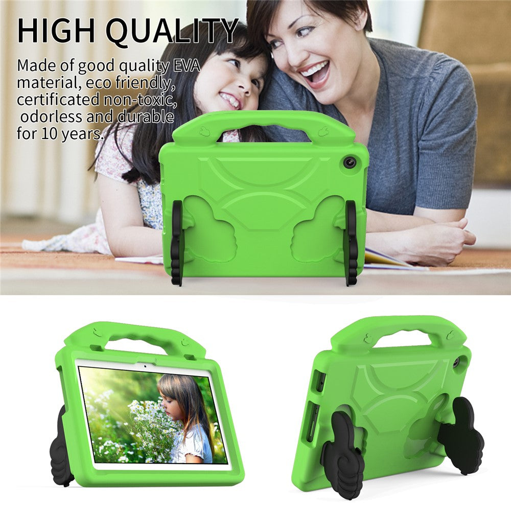 For Lenovo Tab M10 (Gen 3) EVA Tablet Case Foldable Thumb Kickstand Handle Grip Tablet Cover - Green