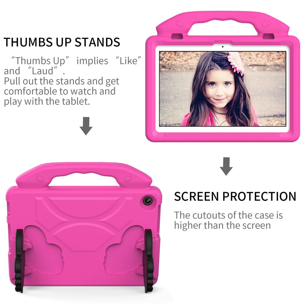 For Lenovo Tab M10 (Gen 3) EVA Tablet Case Foldable Thumb Kickstand Handle Grip Tablet Cover - Rose