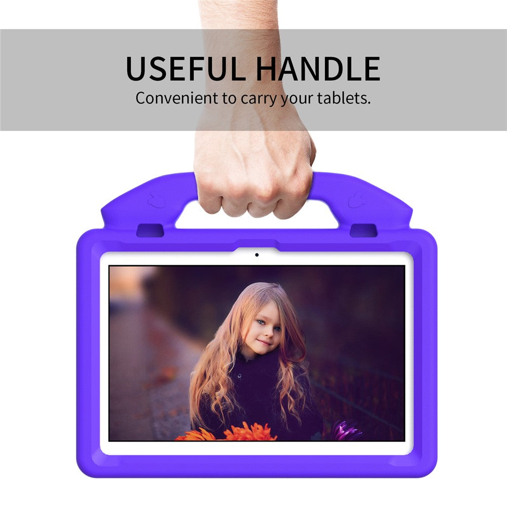 For Lenovo Tab M10 (Gen 3) EVA Tablet Case Foldable Thumb Kickstand Handle Grip Tablet Cover - Purple