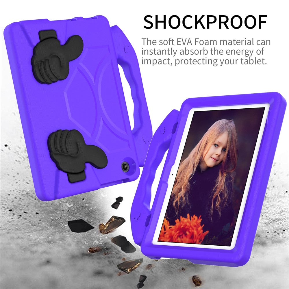 For Lenovo Tab M10 (Gen 3) EVA Tablet Case Foldable Thumb Kickstand Handle Grip Tablet Cover - Purple