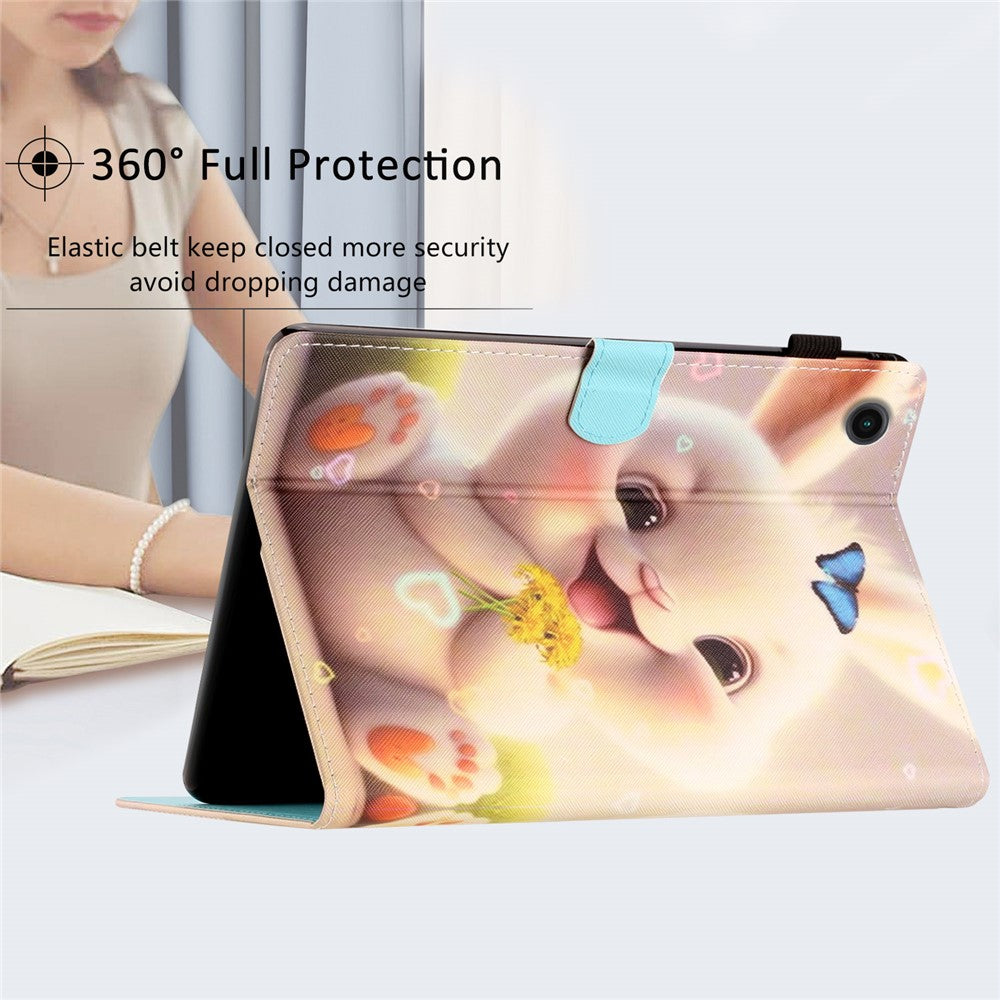 For Lenovo Tab M10 Plus X606F / Tab M10 FHD PU Leather Tablet Cover Pattern Printing Shockproof Case - Rabbit