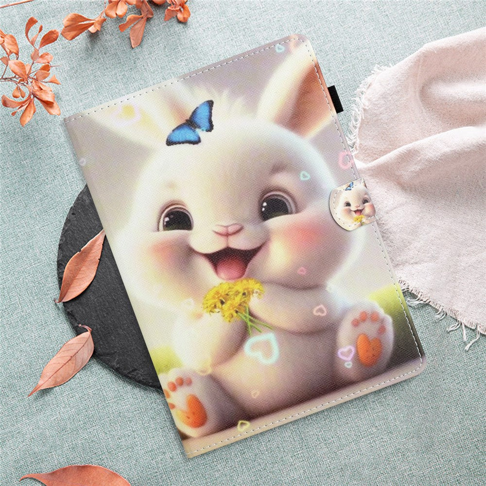 For Lenovo Tab M10 Plus X606F / Tab M10 FHD PU Leather Tablet Cover Pattern Printing Shockproof Case - Rabbit