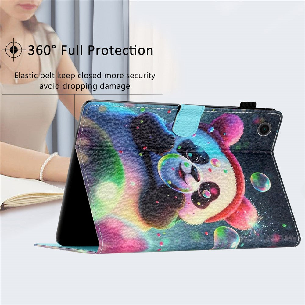 For Lenovo Tab M10 Plus X606F / Tab M10 FHD PU Leather Tablet Cover Pattern Printing Shockproof Case - Panda