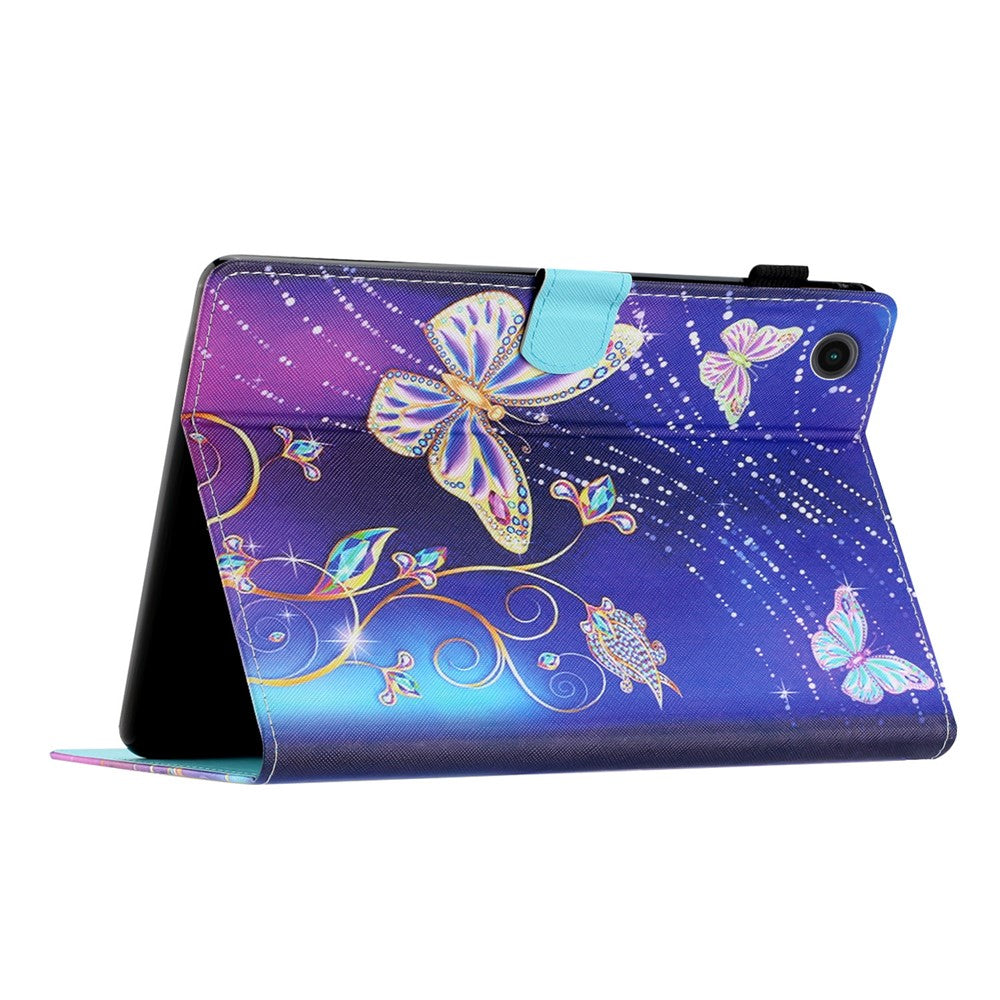For Lenovo Tab M10 (Gen 3) Pattern Printing PU Leather Flip Cover Anti-Drop Tablet Case - Blue Butterfly