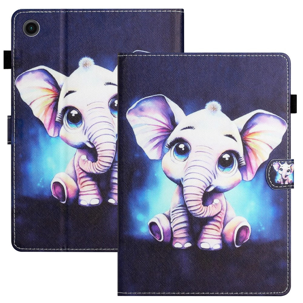 For Lenovo Tab M10 (Gen 3) Pattern Printing PU Leather Flip Cover Anti-Drop Tablet Case - Elephant
