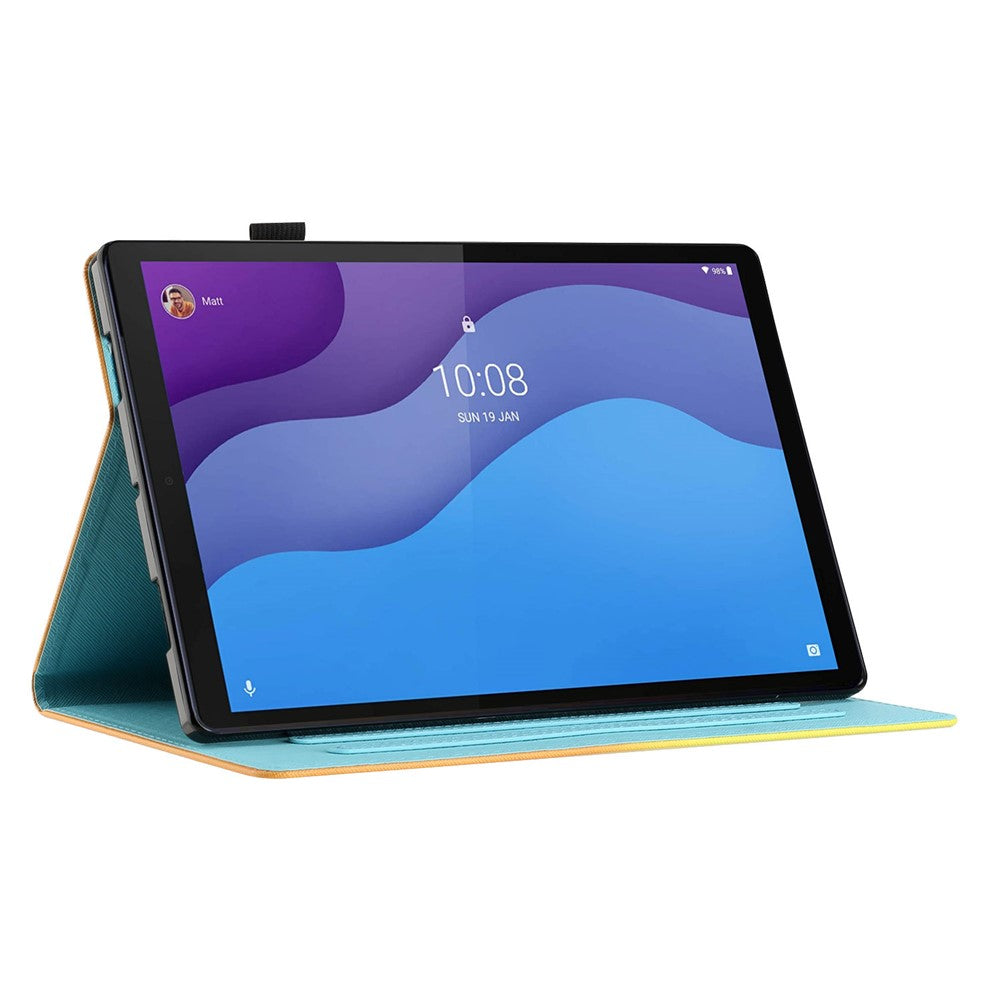 For Lenovo Tab M10 (Gen 3) Pattern Printing PU Leather Flip Cover Anti-Drop Tablet Case - Rabbit