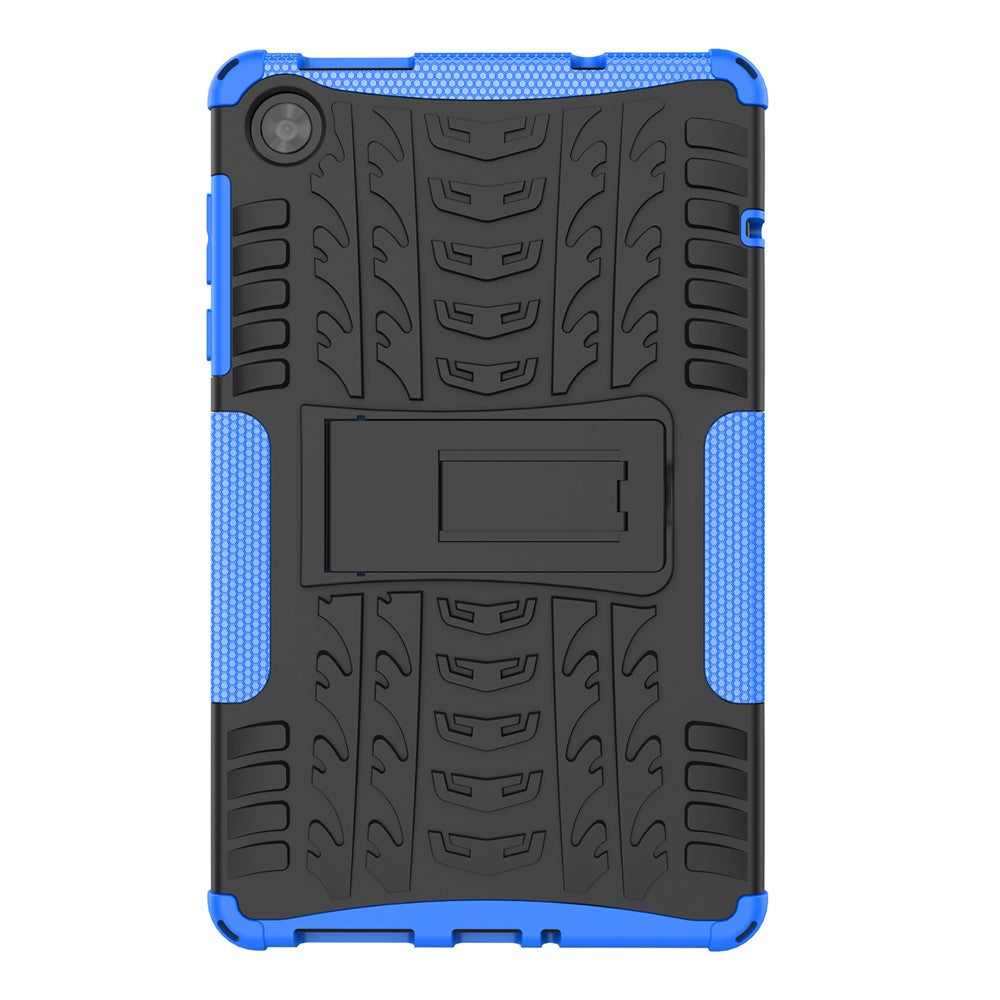 For Lenovo Tab M8 (4th Gen) 2024 TB-301XU / M8 (4th Gen) 2023 TB-300FU Kickstand Tablet Case Tire Texture TPU PC Cover - Blue