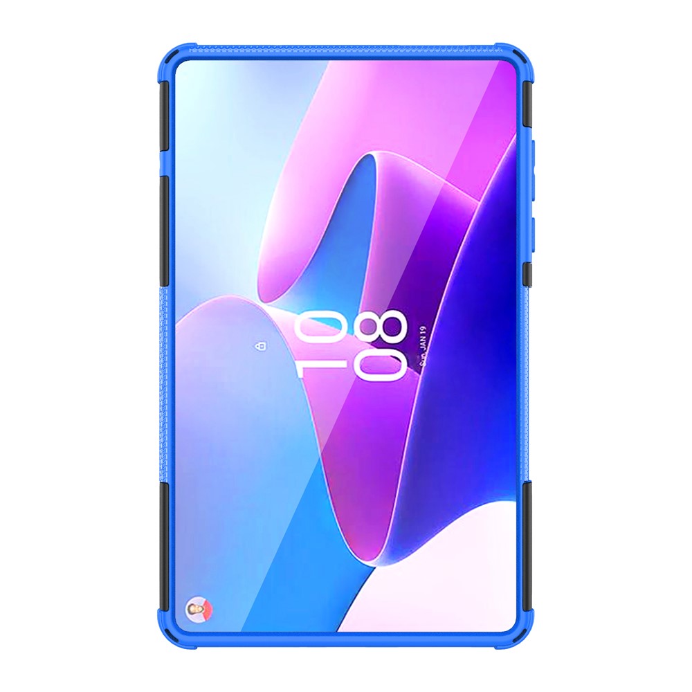 For Lenovo Tab M8 (4th Gen) 2024 TB-301XU / M8 (4th Gen) 2023 TB-300FU Kickstand Tablet Case Tire Texture TPU PC Cover - Blue