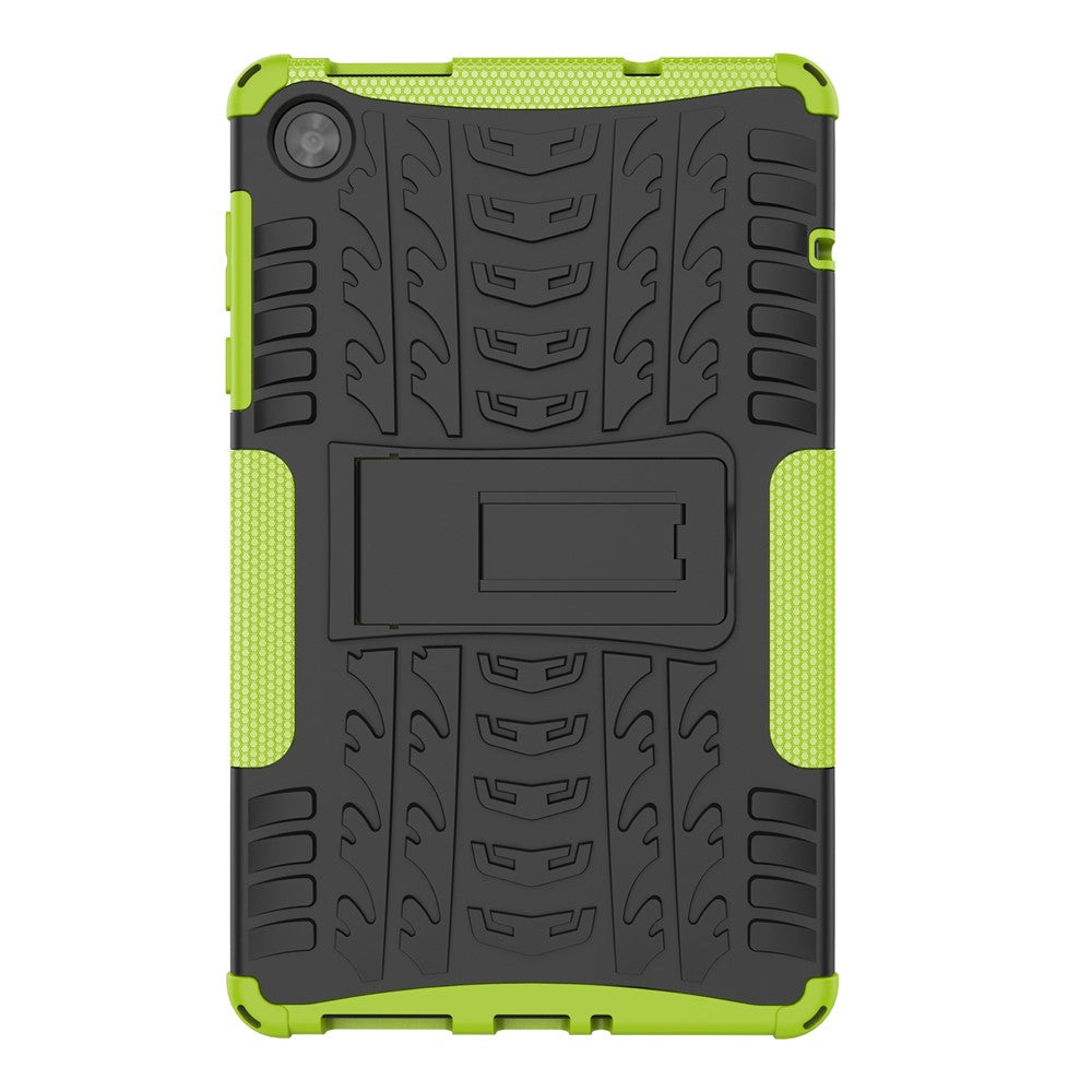 For Lenovo Tab M8 (4th Gen) 2024 TB-301XU / M8 (4th Gen) 2023 TB-300FU Kickstand Tablet Case Tire Texture TPU PC Cover - Green