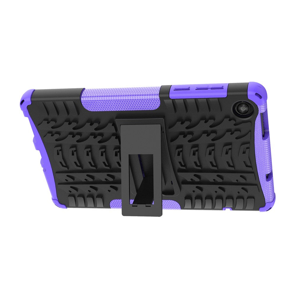 For Lenovo Tab M8 (4th Gen) 2024 TB-301XU / M8 (4th Gen) 2023 TB-300FU Kickstand Tablet Case Tire Texture TPU PC Cover - Purple