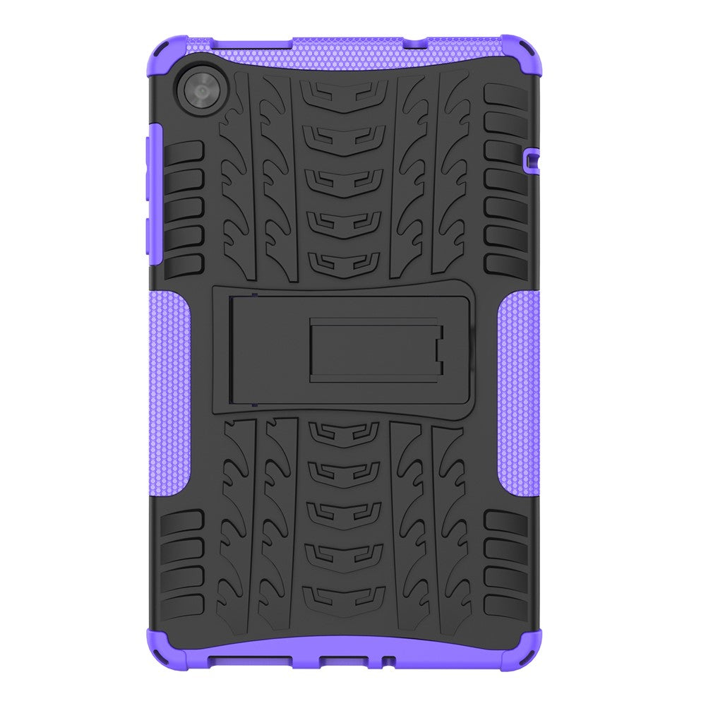 For Lenovo Tab M8 (4th Gen) 2024 TB-301XU / M8 (4th Gen) 2023 TB-300FU Kickstand Tablet Case Tire Texture TPU PC Cover - Purple