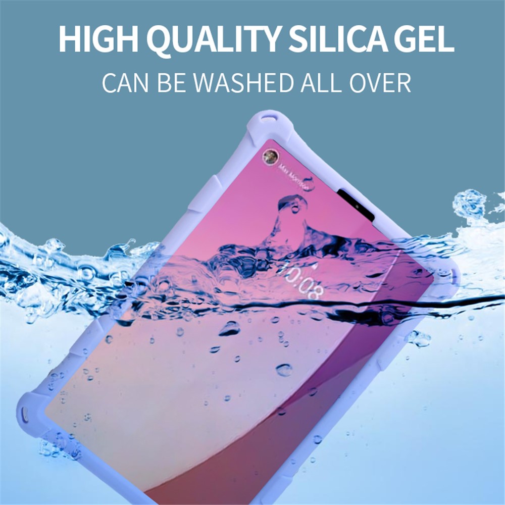 For Lenovo Tab M9 310FU Kickstand Tablet Silicone Case Retro Texture Anti-drop Tablet Cover - Colorful Pink