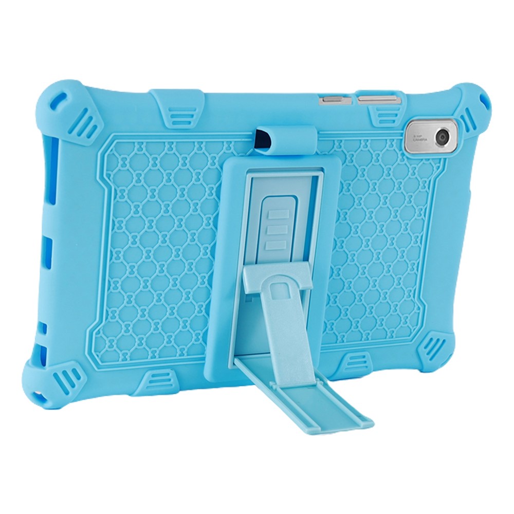 For Lenovo Tab M9 310FU Kickstand Tablet Silicone Case Retro Texture Anti-drop Tablet Cover - Blue