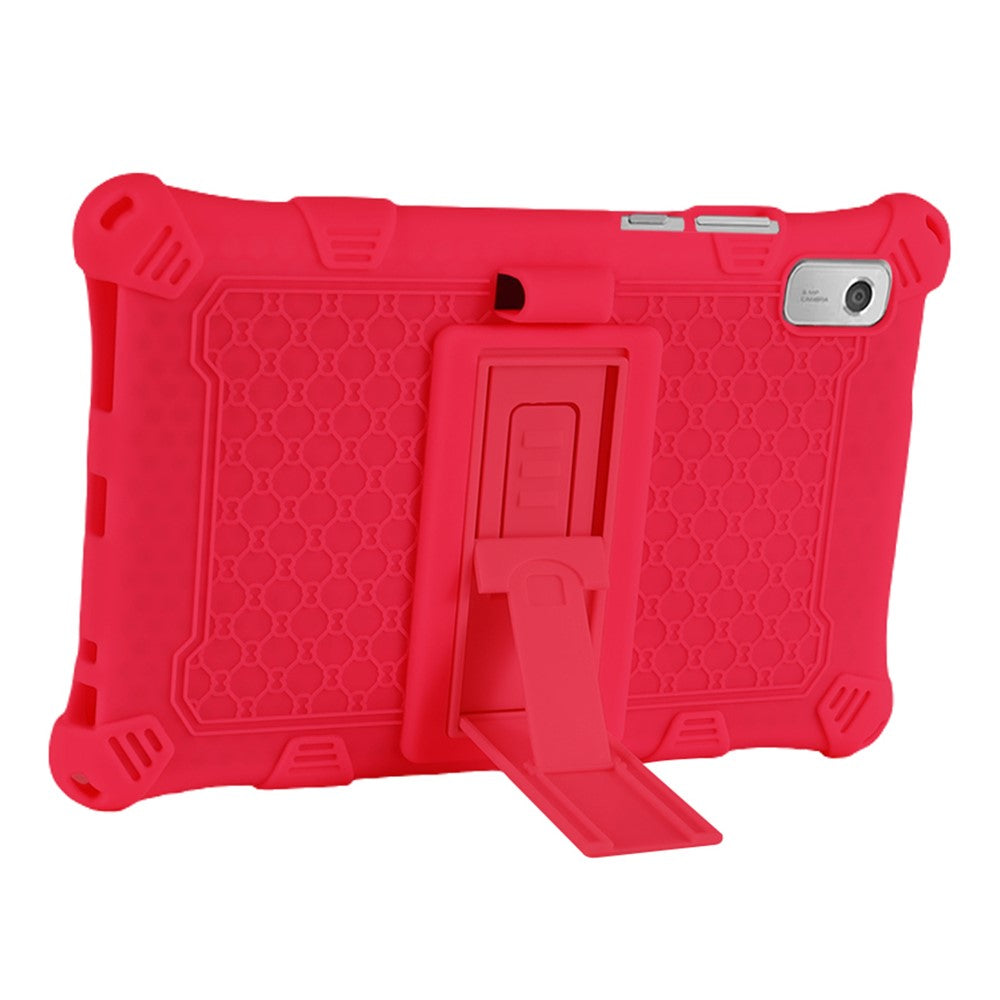 For Lenovo Tab M9 310FU Kickstand Tablet Silicone Case Retro Texture Anti-drop Tablet Cover - Red