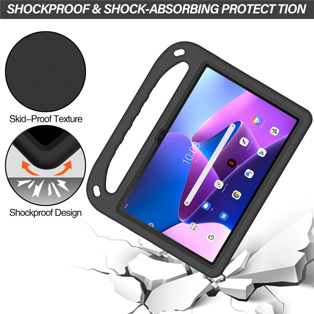 For Lenovo Tab M10 (Gen 3) Tab-328F Kickstand Tablet Case Hand Grip Anti-Drop EVA Tablet Cover - Black