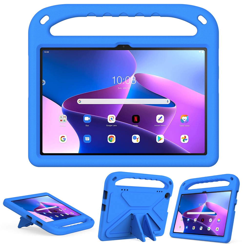 For Lenovo Tab M10 (Gen 3) Tab-328F Kickstand Tablet Case Hand Grip Anti-Drop EVA Tablet Cover - Blue