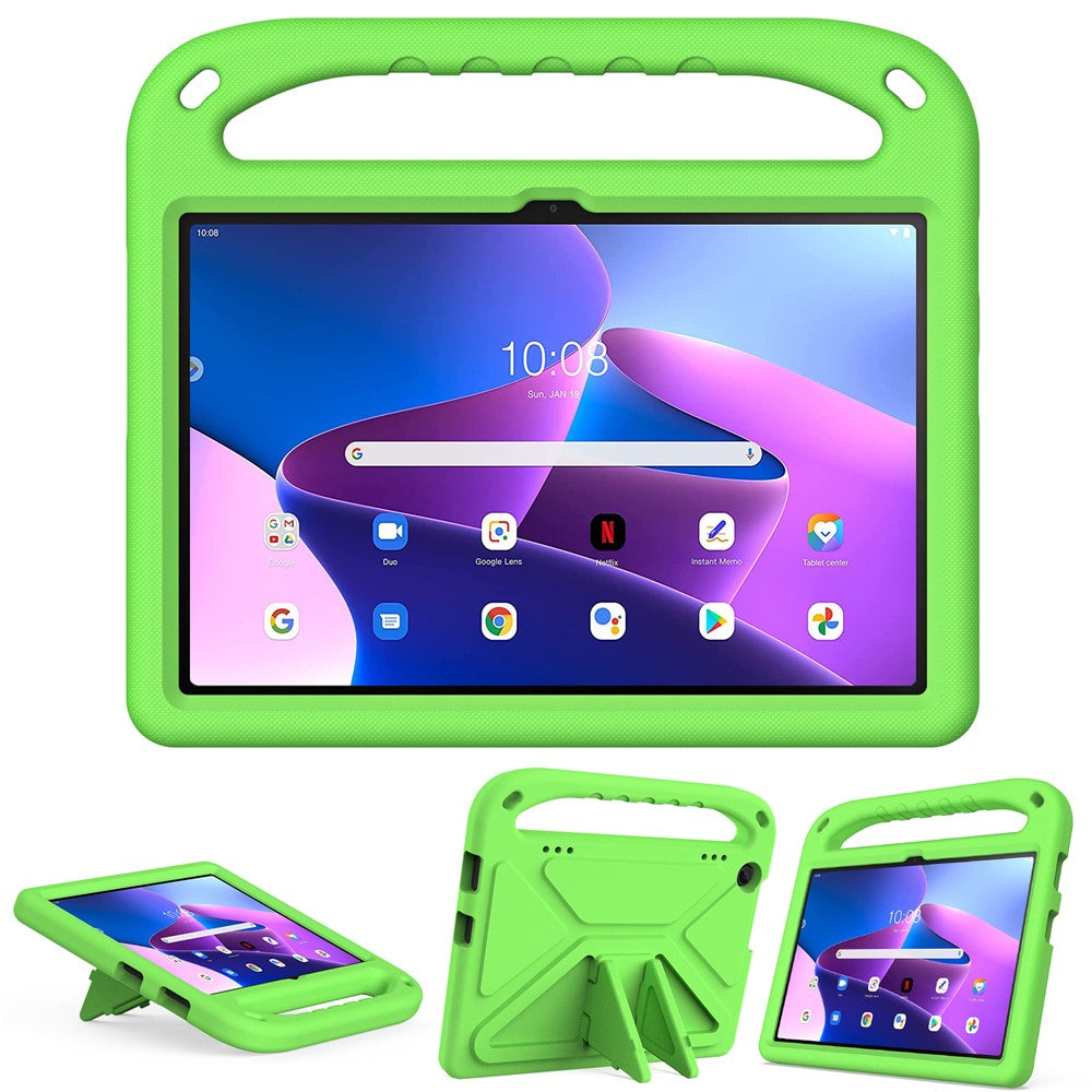 For Lenovo Tab M10 (Gen 3) Tab-328F Kickstand Tablet Case Hand Grip Anti-Drop EVA Tablet Cover - Green
