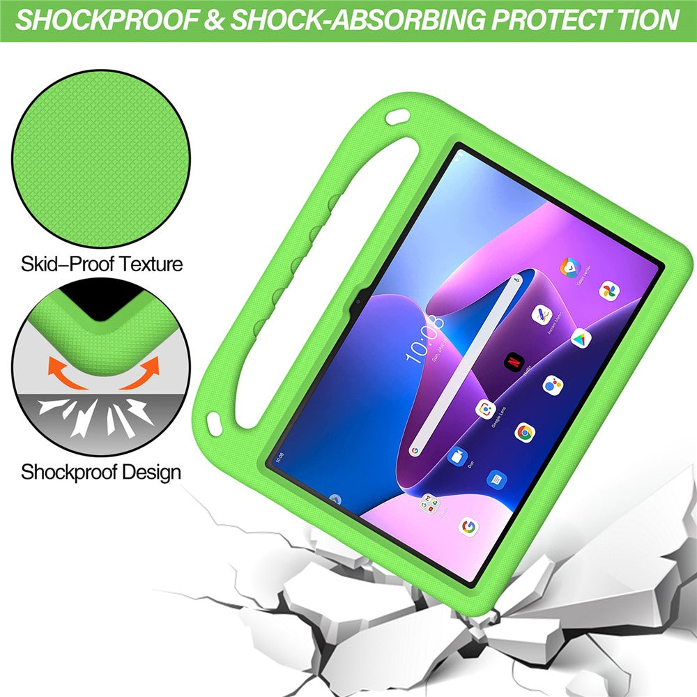 For Lenovo Tab M10 (Gen 3) Tab-328F Kickstand Tablet Case Hand Grip Anti-Drop EVA Tablet Cover - Green