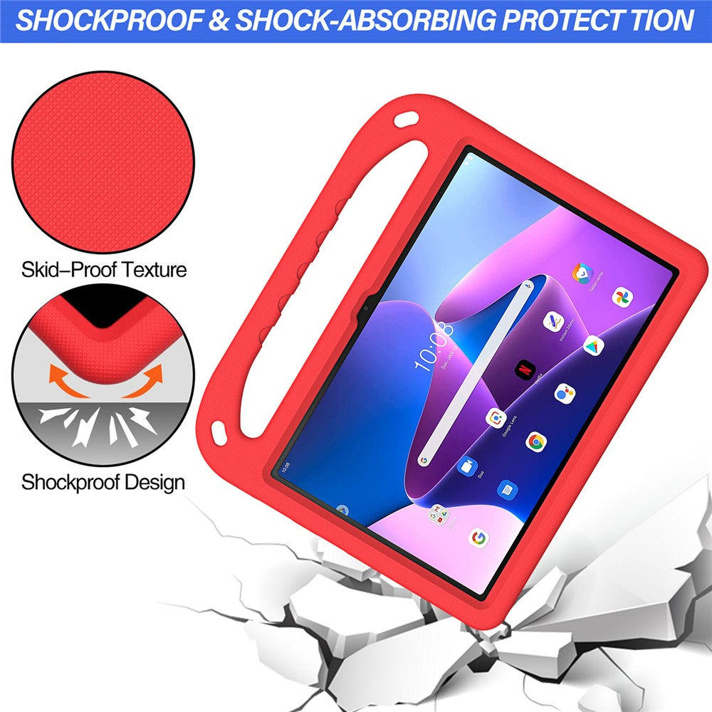 For Lenovo Tab M10 (Gen 3) Tab-328F Kickstand Tablet Case Hand Grip Anti-Drop EVA Tablet Cover - Red