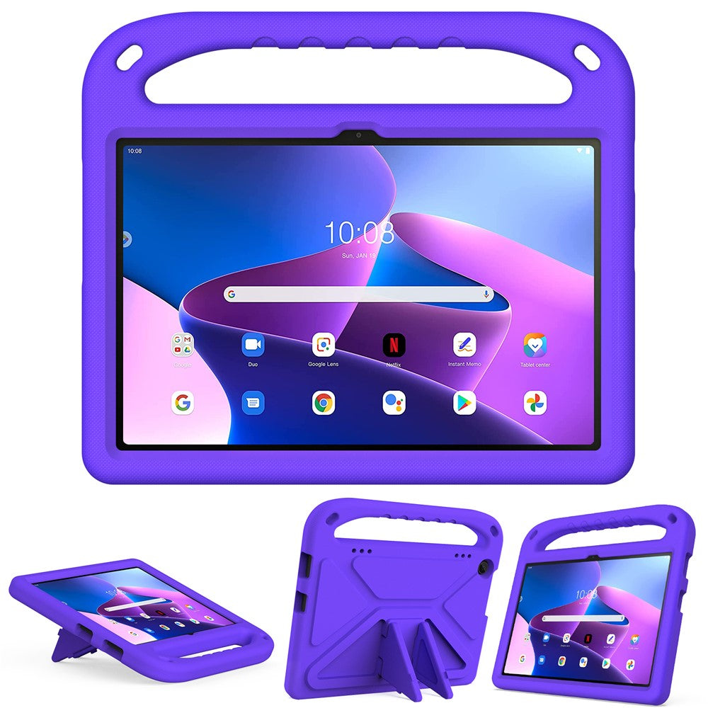 For Lenovo Tab M10 (Gen 3) Tab-328F Kickstand Tablet Case Hand Grip Anti-Drop EVA Tablet Cover - Purple