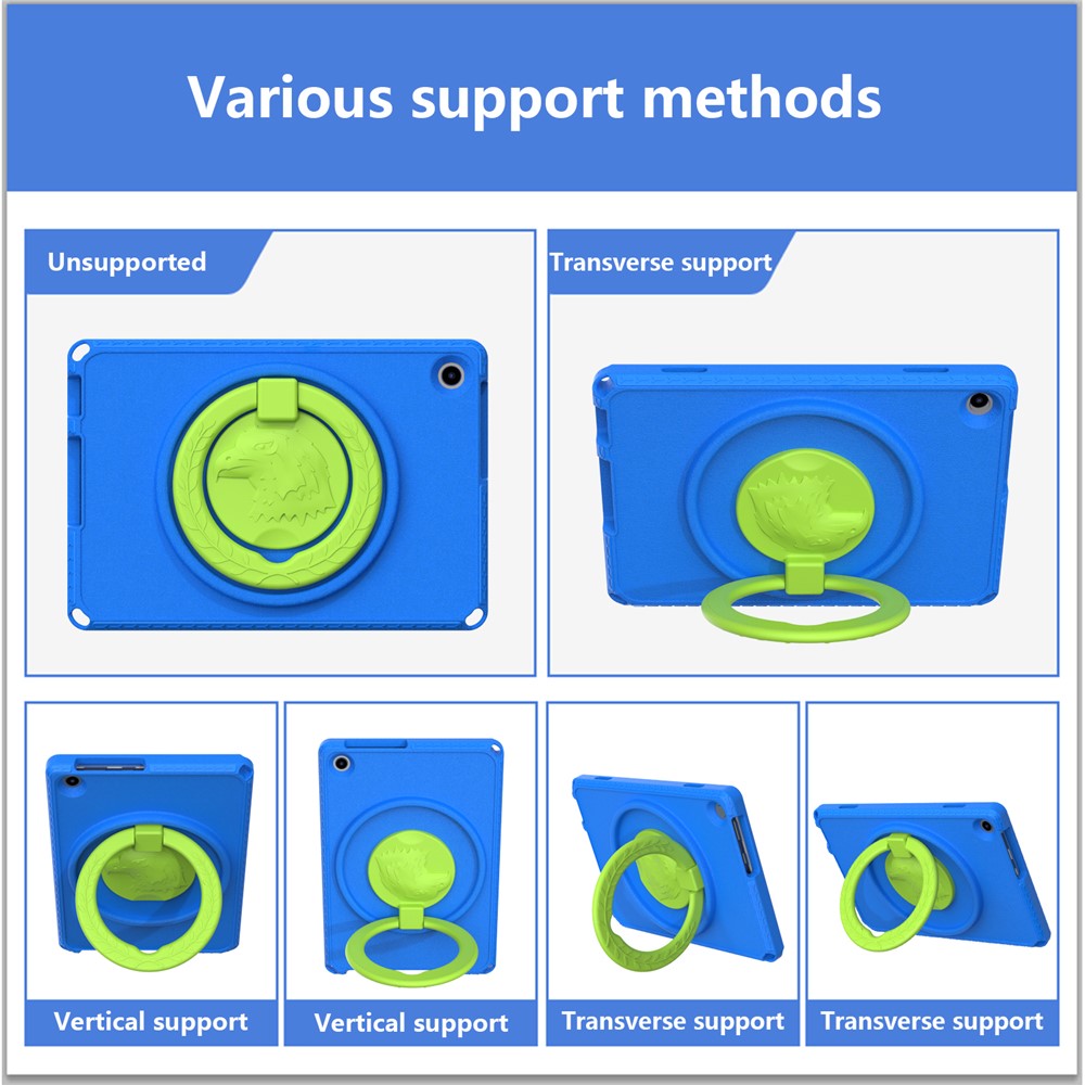 For Lenovo Tab M10 (Gen 3) Hand Grip Kickstand Tablet Case Anti-drop EVA+PC Tablet Cover - Blue