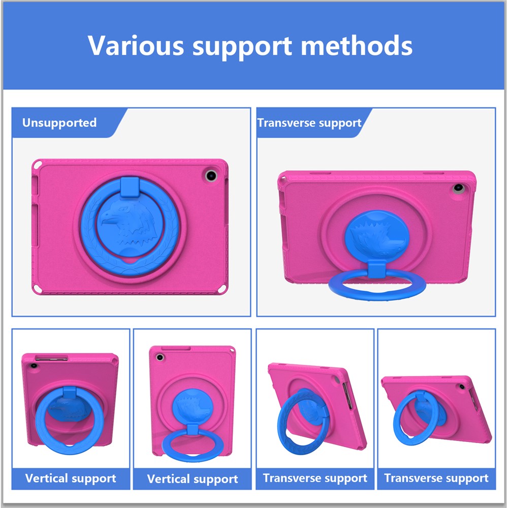 For Lenovo Tab M10 (Gen 3) Hand Grip Kickstand Tablet Case Anti-drop EVA+PC Tablet Cover - Rose