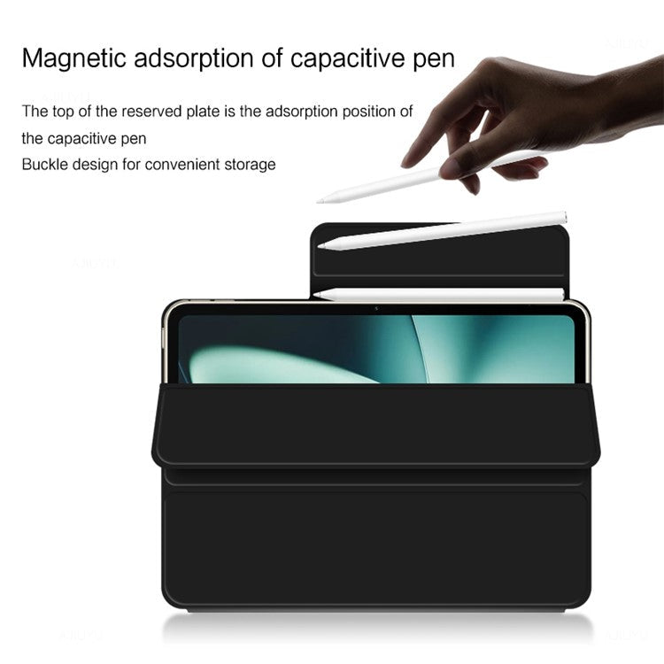 For OnePlus Pad PU Leather Tablet Case Magnetic Tri-fold Protective Cover with Stand - Green