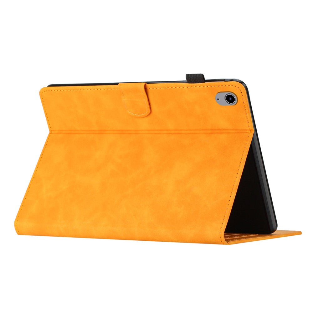 For Lenovo Tab P11 J606F Imprinted Leather Tablet Case Cover with Stand Card Holder - Yellow