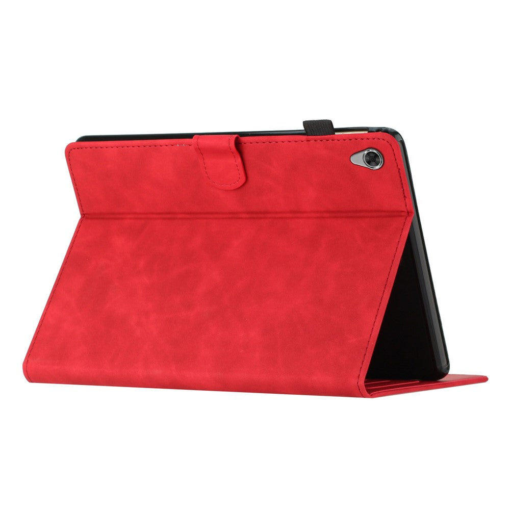 For Lenovo Tab M10 HD Gen 2 X306X Card Holder Tablet Case Imprinted Leather Stand Tablet Cover - Red