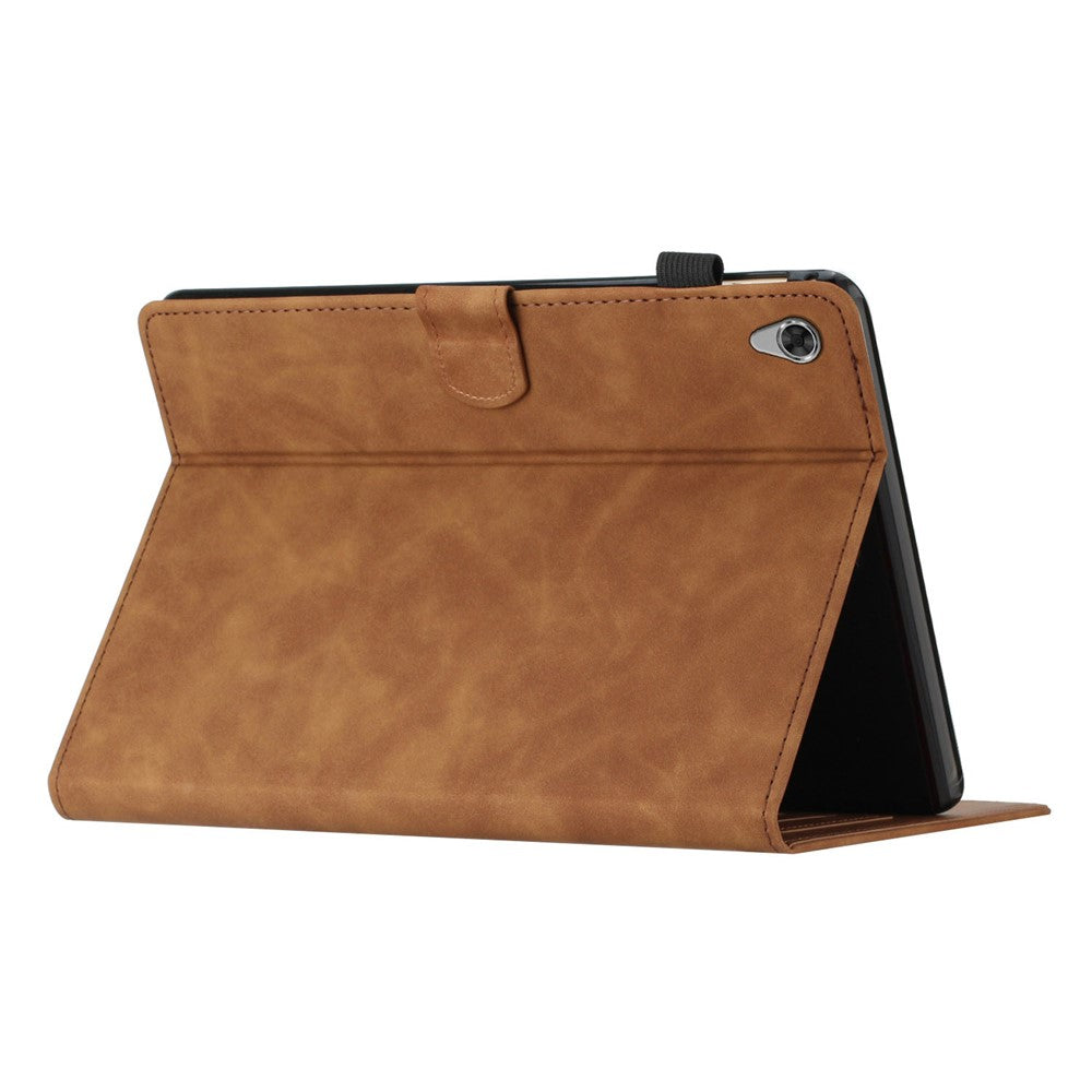 For Lenovo Tab M10 HD Gen 2 X306X Card Holder Tablet Case Imprinted Leather Stand Tablet Cover - Brown