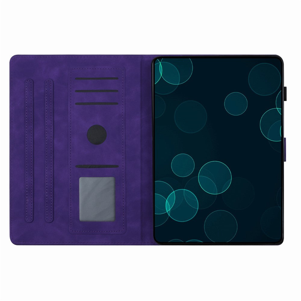 For Lenovo Tab M10 Plus X606F PU Leather Tablet Case Card Slot Stand Imprinted Butterfly Cover - Purple
