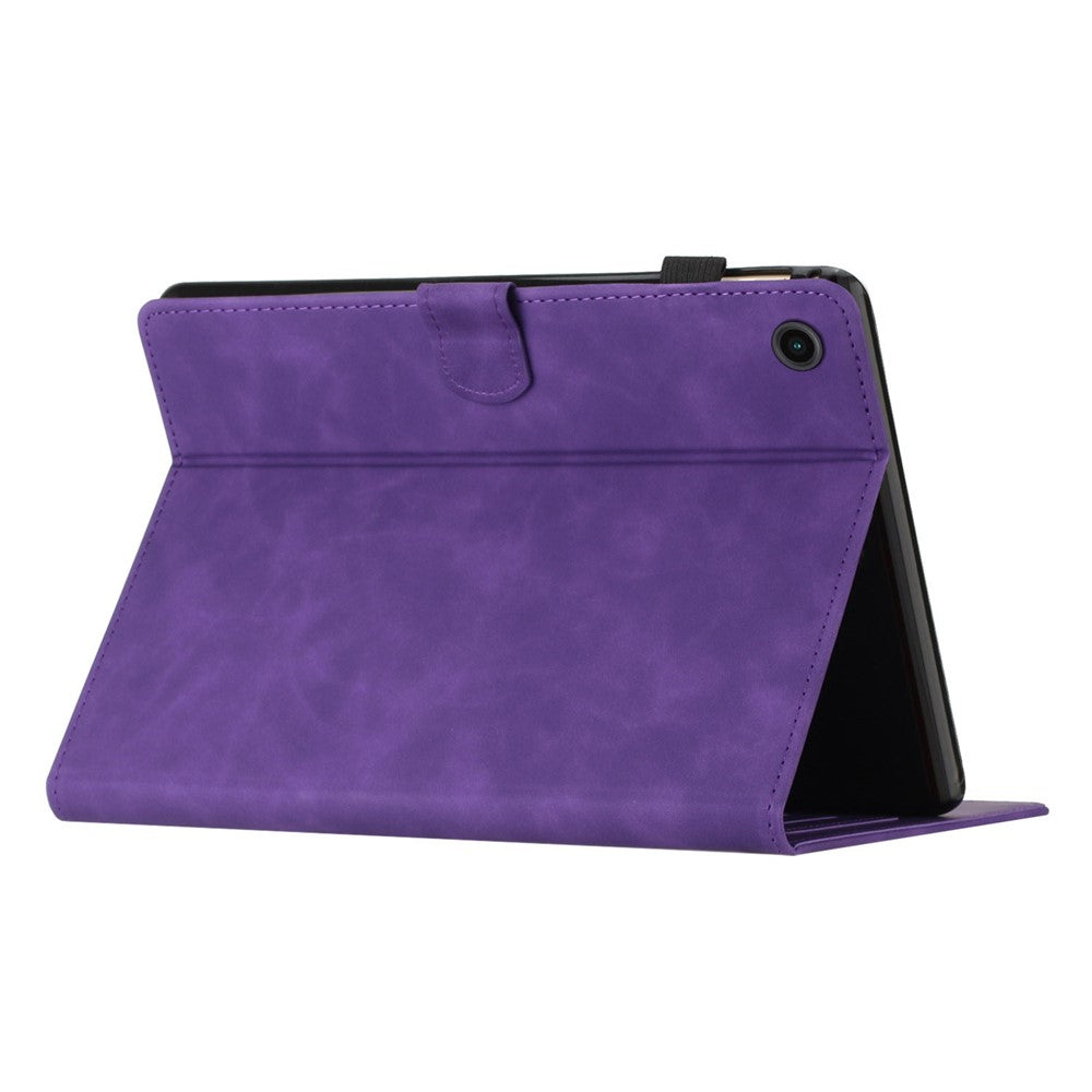 For Lenovo Tab M10 Plus X606F PU Leather Tablet Case Card Slot Stand Imprinted Butterfly Cover - Purple
