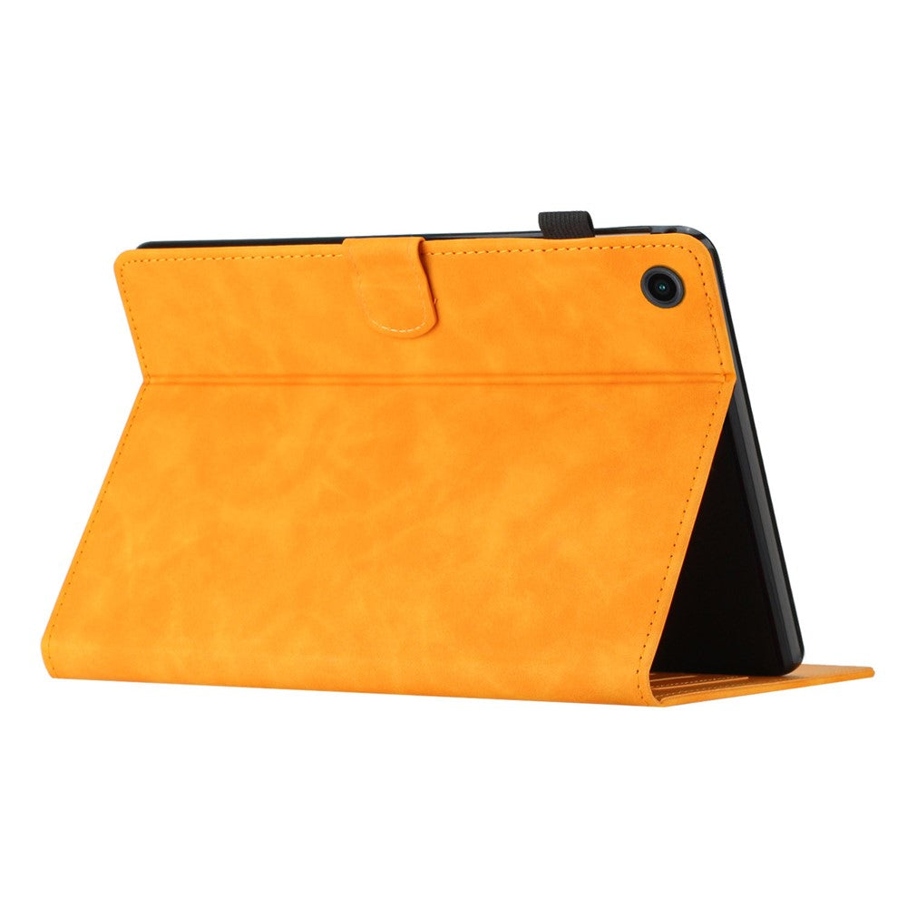 For Lenovo Tab M10 Plus X606F PU Leather Tablet Case Card Slot Stand Imprinted Butterfly Cover - Yellow